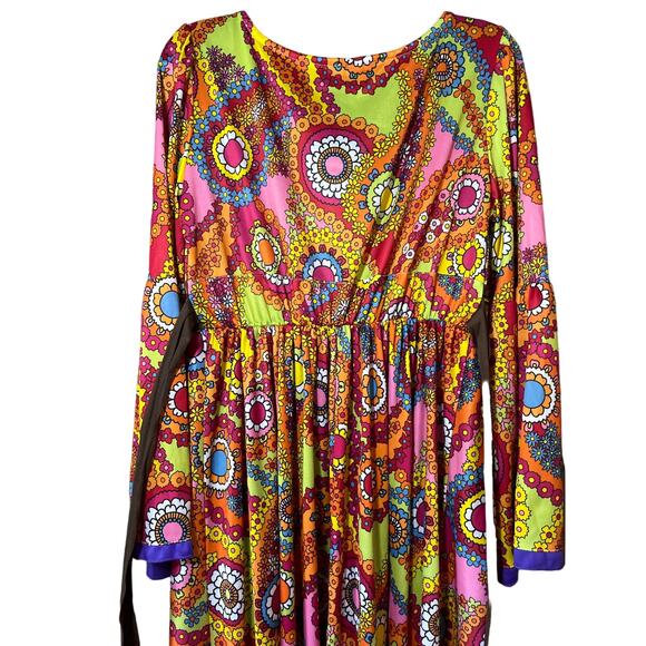 Ladies 70s Hippie Hippy Groovy 60s Retro Costume Go Go Disco Dancing Dress - Picture 7 of 8